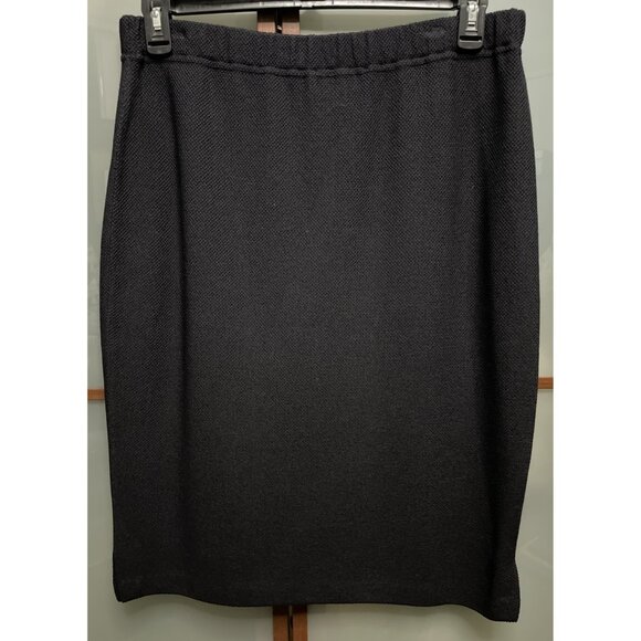 St John Collection Marie Gray Size 14 Black Woven Knit Elastic Waist Skirt VTG - Picture 2 of 5